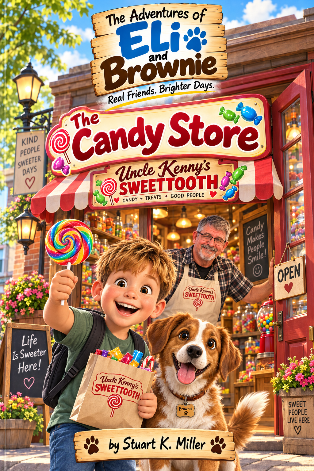 Cover artwork for The Adventures of Eli and Brownie: The Candy Store by Stuart K. Miller